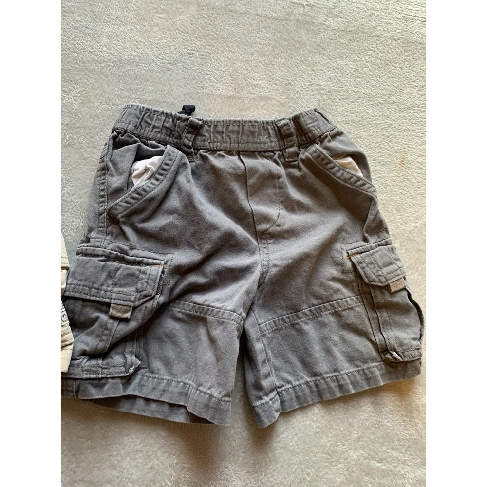 The Childrens Place Size 3T Toddler Boys Tan Gray Cargo Shorts Adjustable Waist